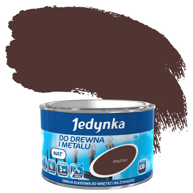 Emalia DO DREWNA I METALU 0.36 l Brązowy Mat JEDYNKA