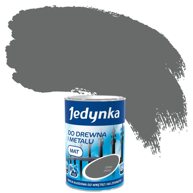 Emalia DO DREWNA I METALU 0.9 l Szary jasny Mat JEDYNKA