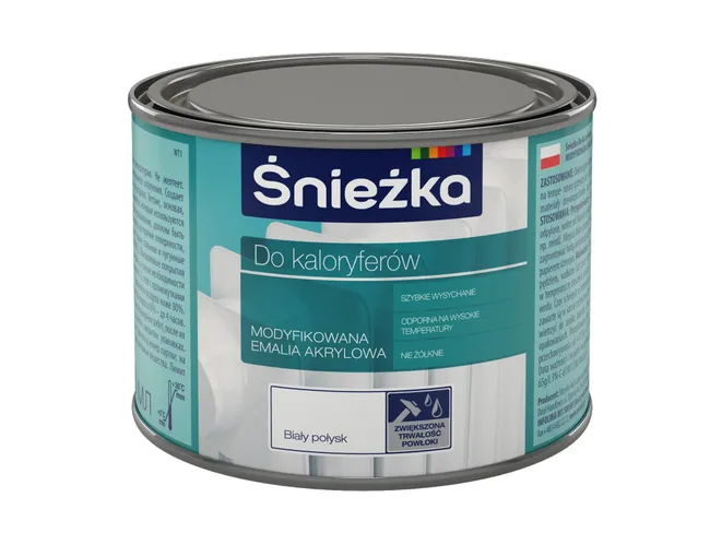 Emalia akrylowa DO KALORYFERÓW 0.4 l Biała Połysk ŚNIEŻKA
