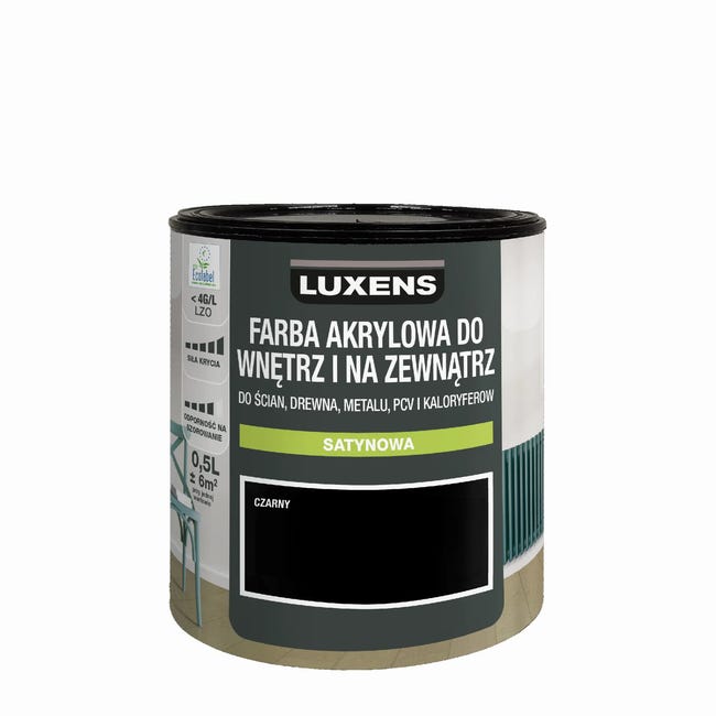 Emalia akrylowa jednowarstowa 0.5 l Black 0 Matowa Luxens