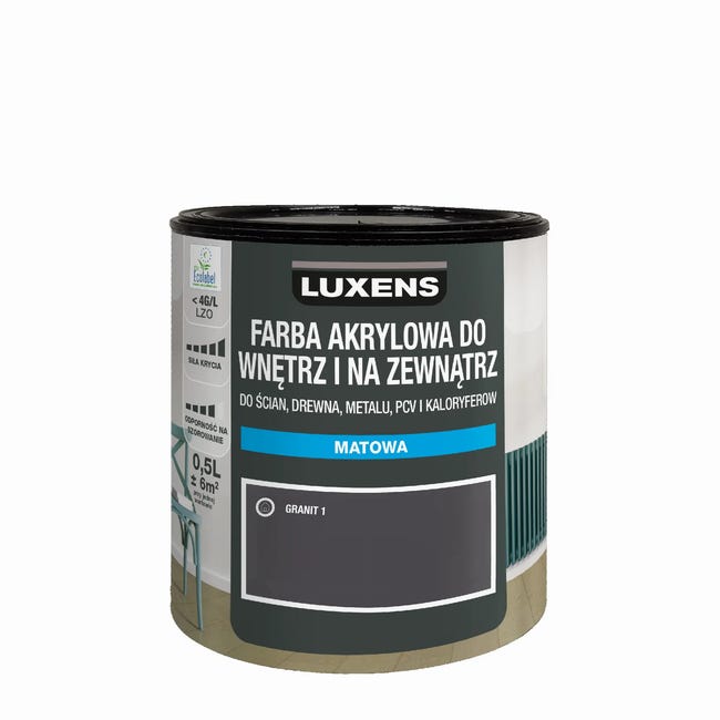 Emalia akrylowa jednowarstowa 0.5 l Granit 1 Matowa Luxens