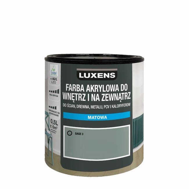 Emalia akrylowa jednowarstowa 0.5 l Sage 3 Matowa Luxens