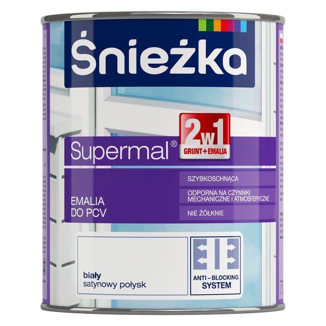 Emalia do PCV Supermal 2w1 0.75 Biała Satyna Śnieżka