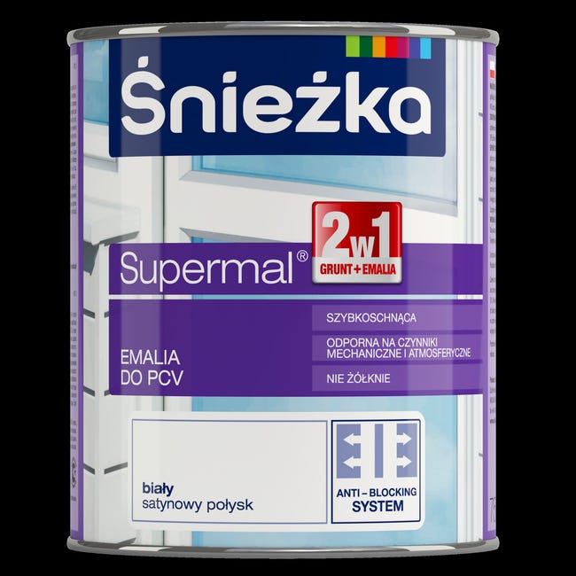 Emalia do PCV Supermal 2w1 0.75 Biała Satyna Śnieżka