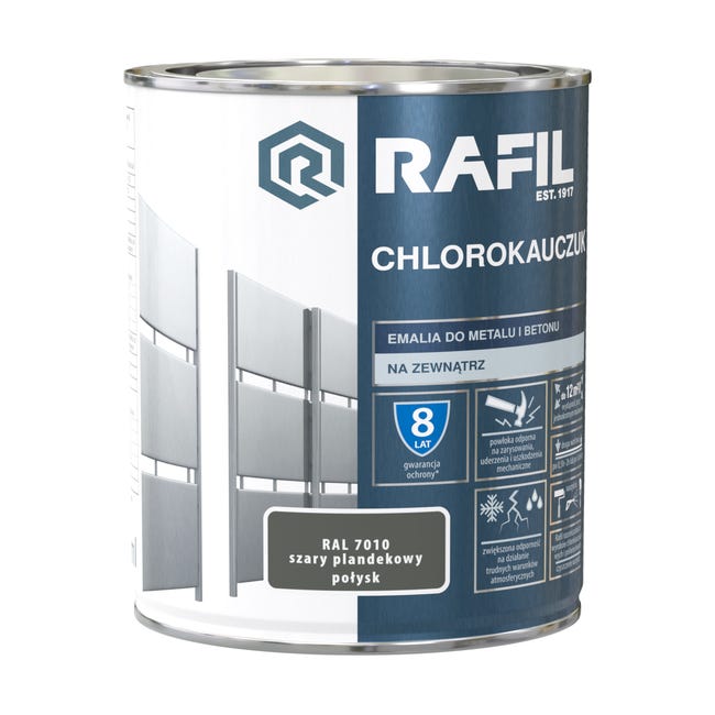 Emalia do metalu i betonu CHLOROKAUCZUK 0.75 l Szary plandekowy RAL7010 RAFIL