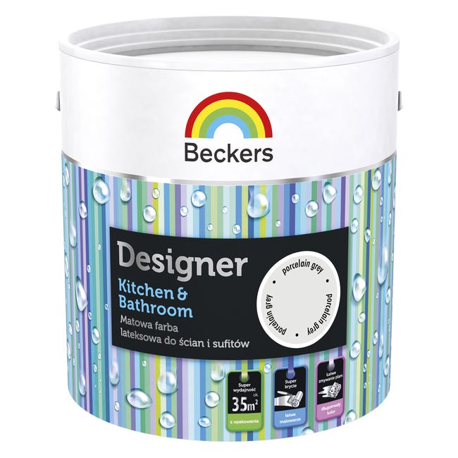 Farba Beckers Designer Kitchen & Bathroom Porcelain Grey 2.5 l
