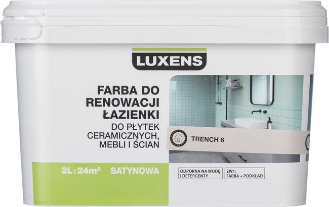 Farba DO RENOWACJI ŁAZIENKI do płytek, mebli i ścian 2 l Trench 6 LUXENS