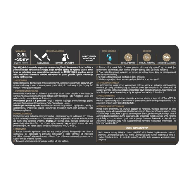 Farba Luxens Plamoodporna do kuchni i łazienki Fjord 5 2.5 l