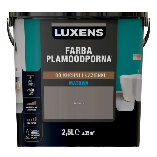 Farba Luxens Plamoodporna do kuchni i łazienki Fossil 3 2.5 l