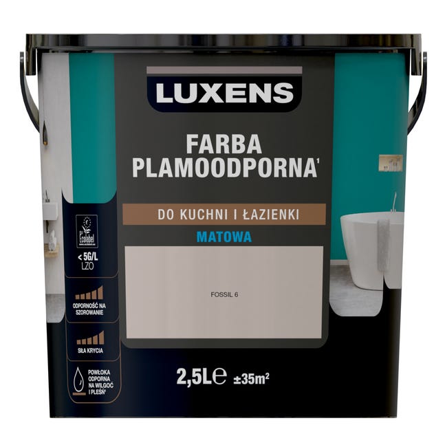 Farba Luxens Plamoodporna do kuchni i łazienki Fossil 6 2.5 l