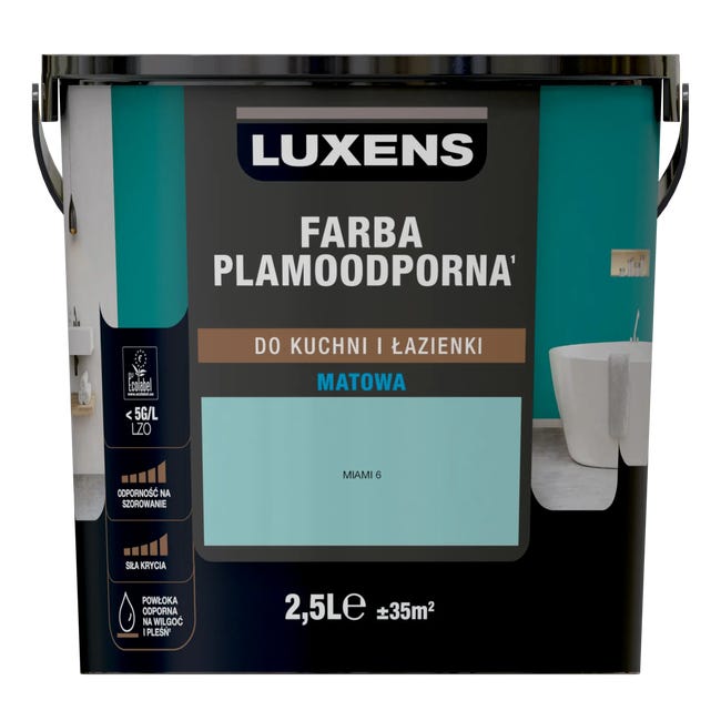 Farba Luxens Plamoodporna do kuchni i łazienki Miami 6 2.5 l