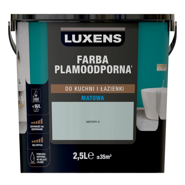 Farba Luxens Plamoodporna do kuchni i łazienki Mistery 6 2.5 l