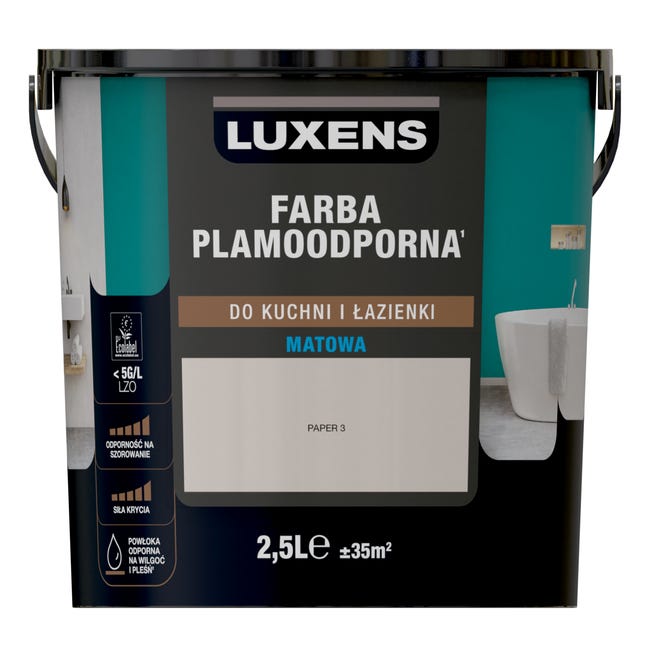 Farba Luxens Plamoodporna do kuchni i łazienki Paper 3 2.5 l