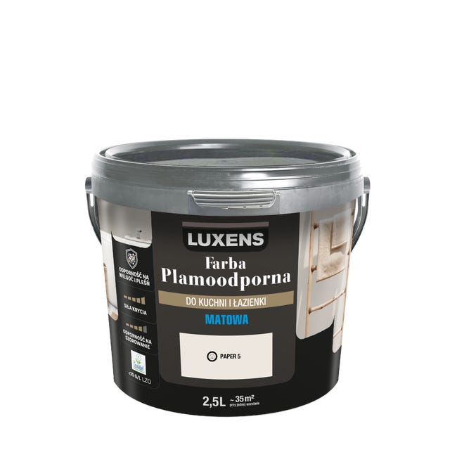 Farba Luxens Plamoodporna do kuchni i łazienki Paper 5 2.5 l