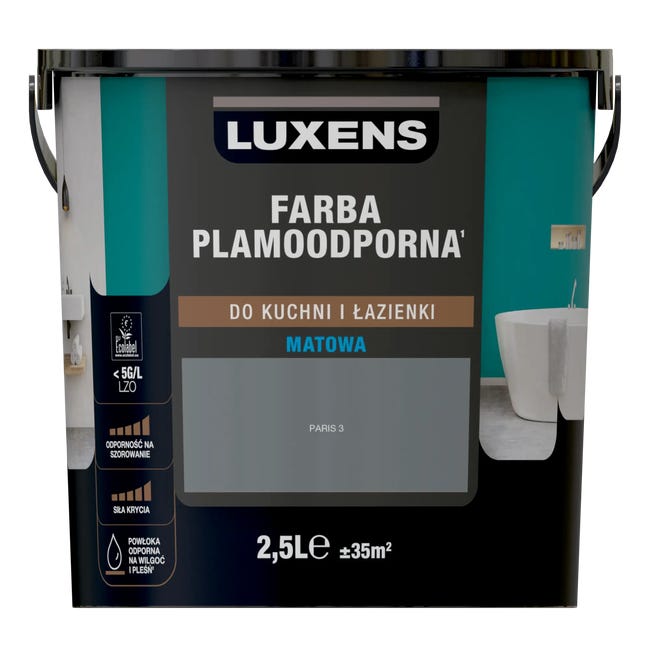 Farba Luxens Plamoodporna do kuchni i łazienki Paris 3 2.5 l