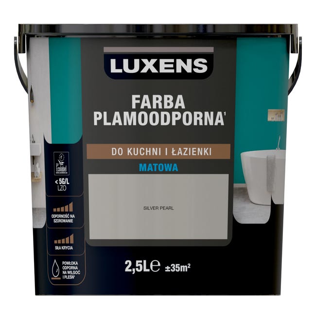 Farba Luxens Plamoodporna do kuchni i łazienki Silver Pearl 2.5 l