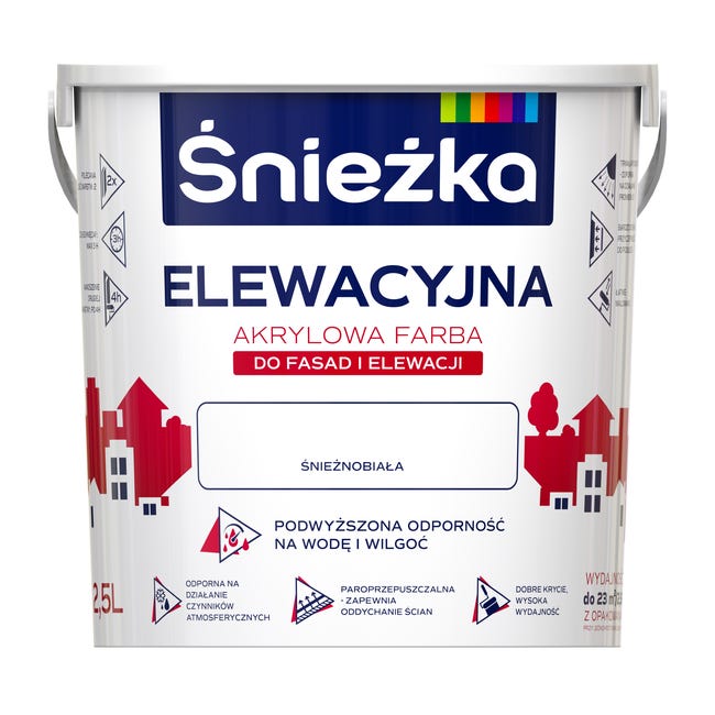 Farba akrylowa ELEWACYJNA 2.5 l Biały ŚNIEŻKA