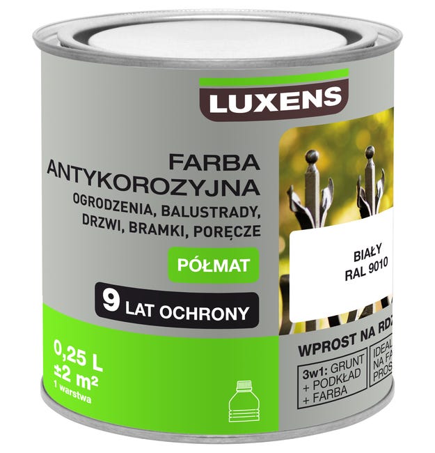 Farba antykorozyjna 0.25 l Biały Półmat LUXENS