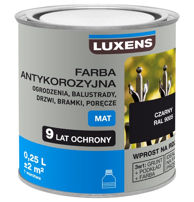 Farba antykorozyjna 0.25 l Czarny Mat LUXENS