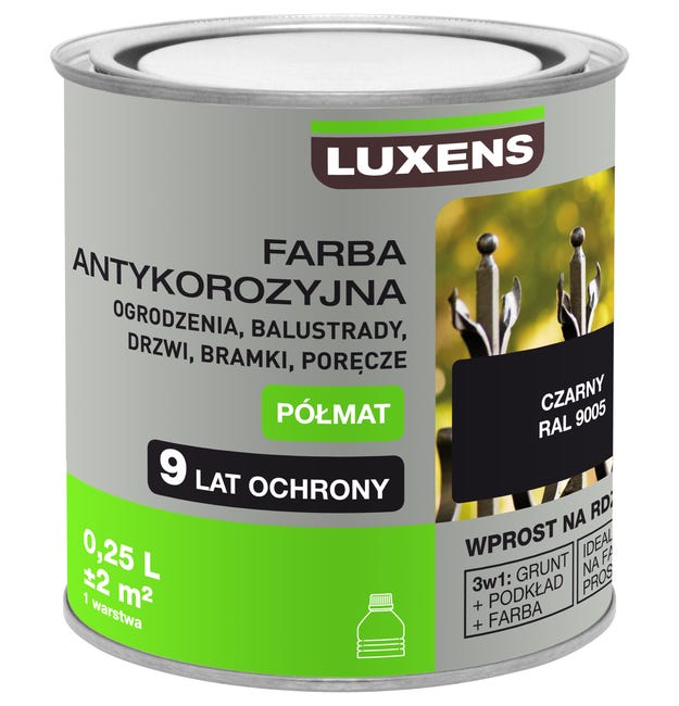 Farba antykorozyjna 0.25 l Czarny Półmat LUXENS