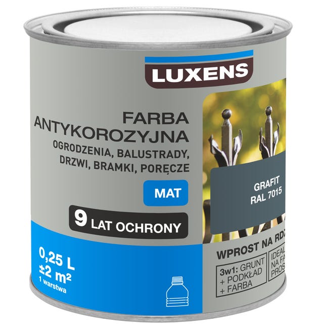 Farba antykorozyjna 0.25 l Grafitowy Mat LUXENS