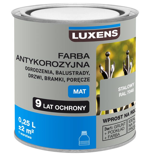 Farba antykorozyjna 0.25 l Stalowy Mat LUXENS