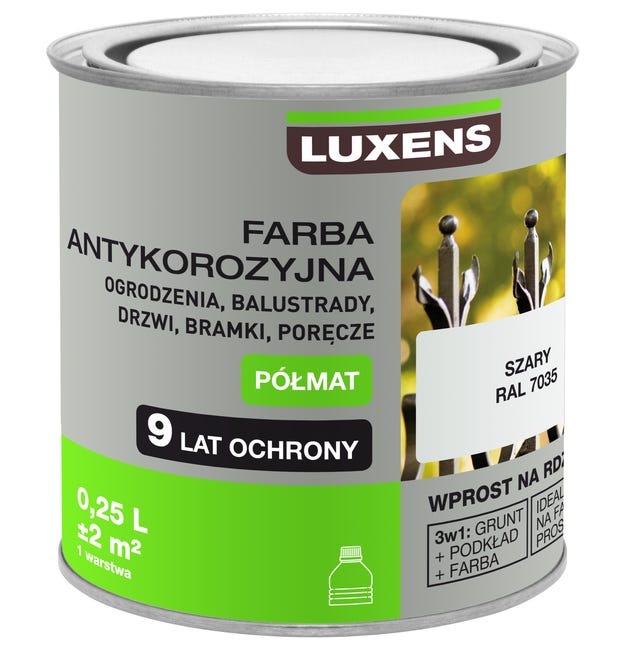 Farba antykorozyjna 0.25 l Szary Półmat LUXENS