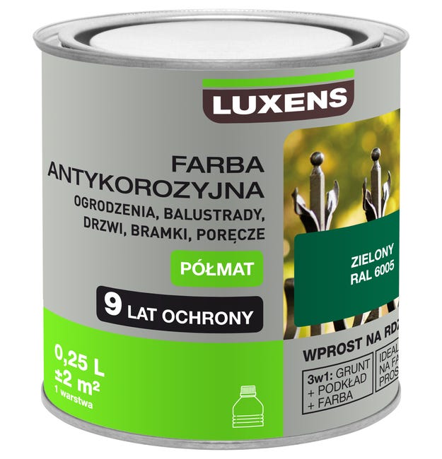 Farba antykorozyjna 0.25 l Zielony Półmat LUXENS