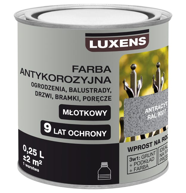 Farba antykorozyjna 0.25 l antracyt Młotkowy LUXENS