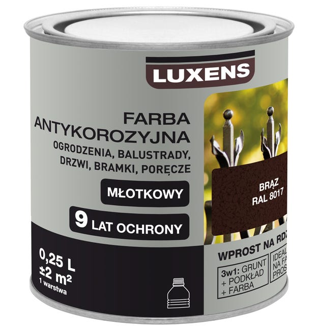 Farba antykorozyjna 0.25 l brąz Młotkowy LUXENS