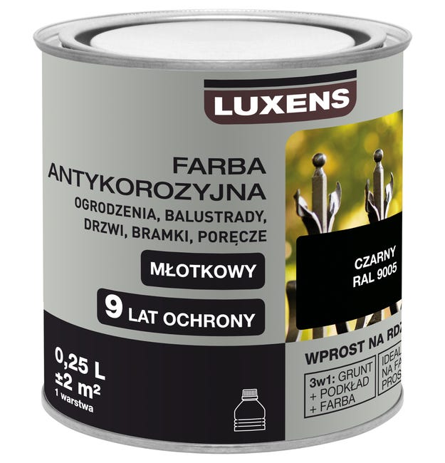 Farba antykorozyjna 0.25 l czarny Młotkowy LUXENS