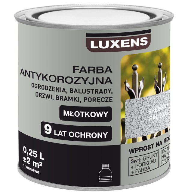 Farba antykorozyjna 0.25 l srebrny Młotkowy LUXENS