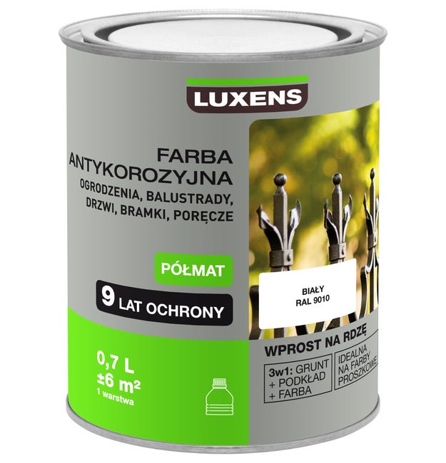 Farba antykorozyjna 0.7 l Biały Półmat LUXENS