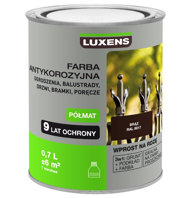 Farba antykorozyjna 0.7 l Brązowy Półmat LUXENS