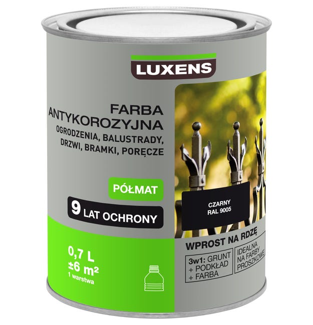 Farba antykorozyjna 0.7 l Czarny Półmat LUXENS