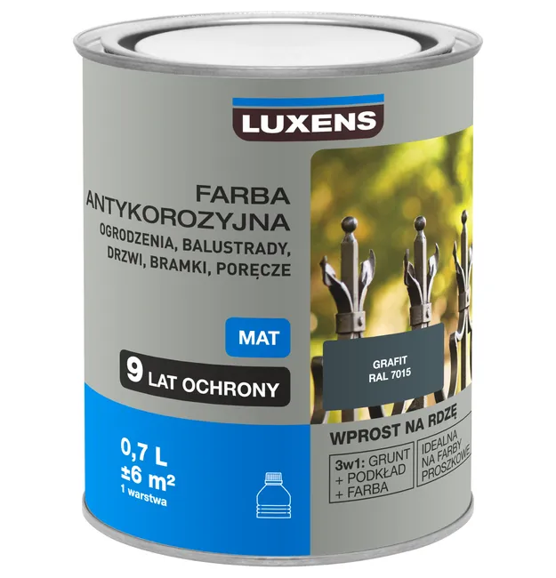 Farba antykorozyjna 0.7 l Grafitowy Mat LUXENS