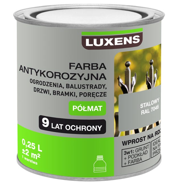 Farba antykorozyjna 0.7 l Stalowy Półmat LUXENS