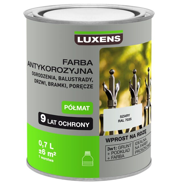 Farba antykorozyjna 0.7 l Szary Półmat LUXENS