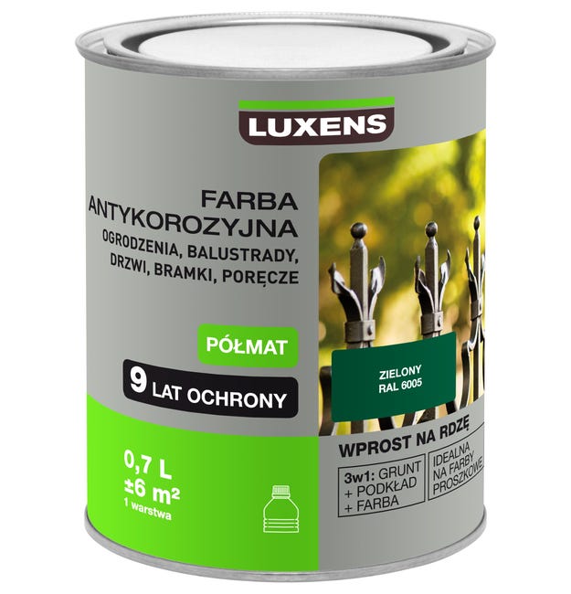 Farba antykorozyjna 0.7 l Zielony Półmat LUXENS