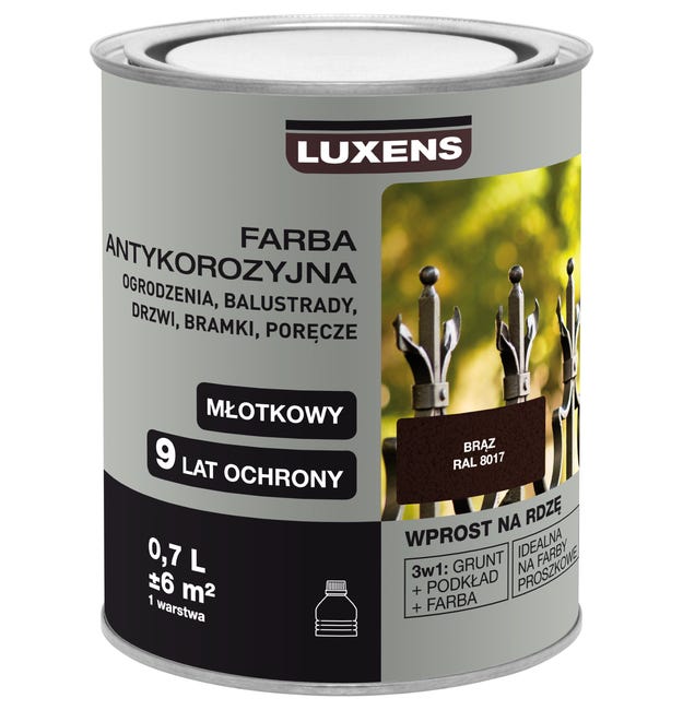 Farba antykorozyjna 0.7 l brąz Młotkowy LUXENS