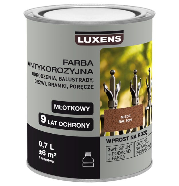Farba antykorozyjna 0.7 l miedź Młotkowy LUXENS