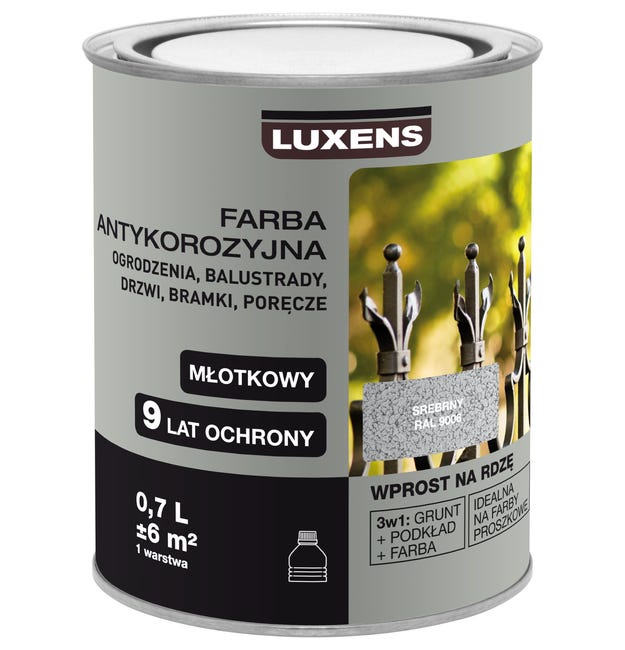 Farba antykorozyjna 0.7 l srebrny Młotkowy LUXENS