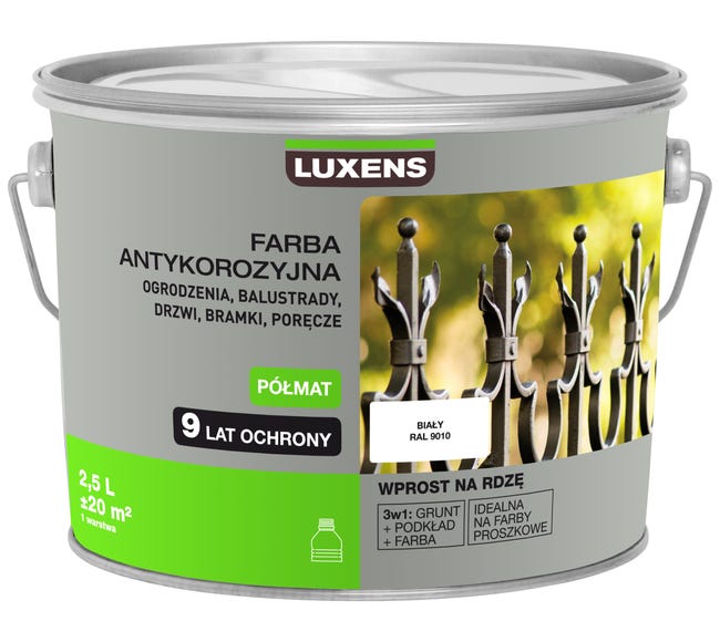 Farba antykorozyjna 2.5 l Biały Półmat LUXENS