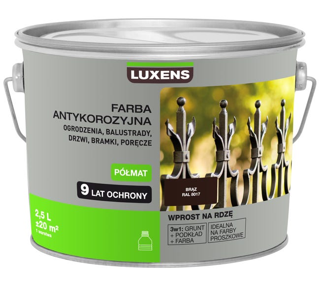 Farba antykorozyjna 2.5 l Brązowy Półmat LUXENS