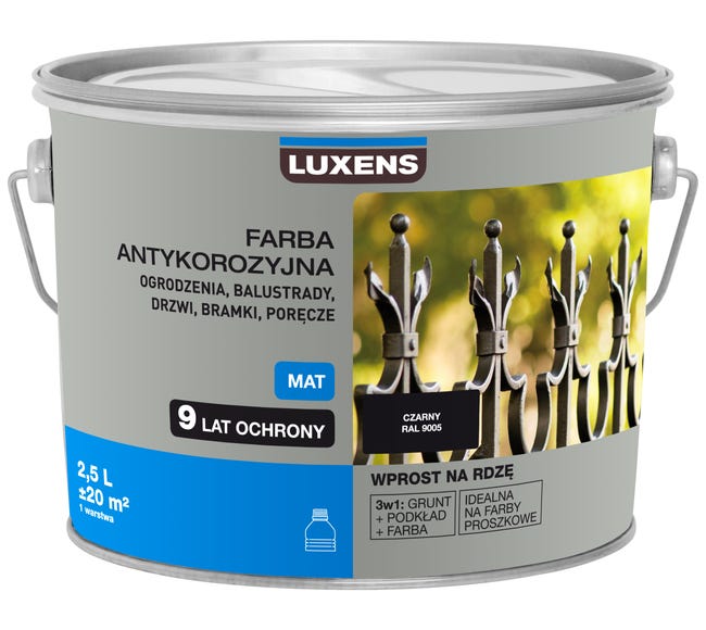 Farba antykorozyjna 2.5 l Czarny Mat LUXENS