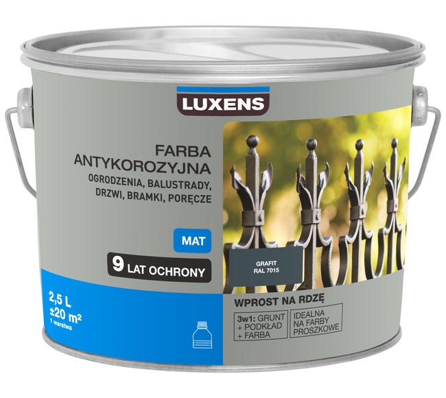 Farba antykorozyjna 2.5 l Grafitowy Mat LUXENS