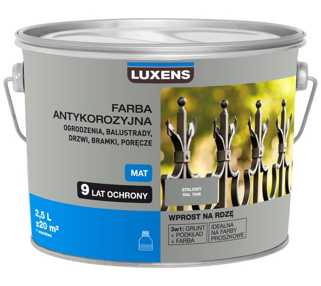 Farba antykorozyjna 2.5 l Stalowy Mat LUXENS