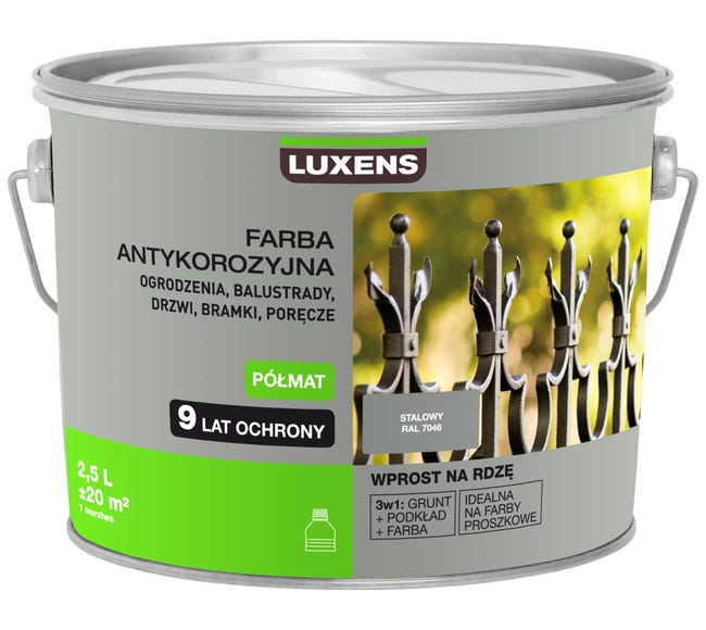 Farba antykorozyjna 2.5 l Stalowy Półmat LUXENS