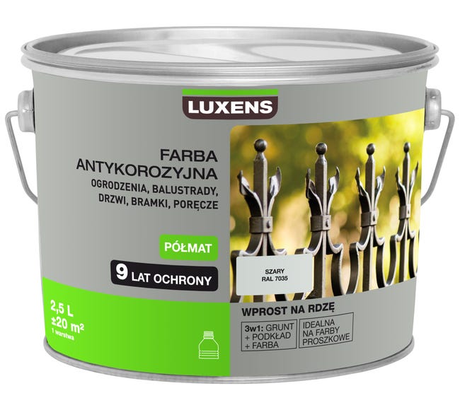 Farba antykorozyjna 2.5 l Szary Półmat LUXENS