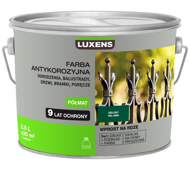 Farba antykorozyjna 2.5 l Zielony Półmat LUXENS